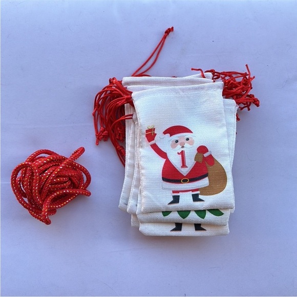 Advent Calendar linen bags with garland rope USED ONCE - Picture 2 of 9
